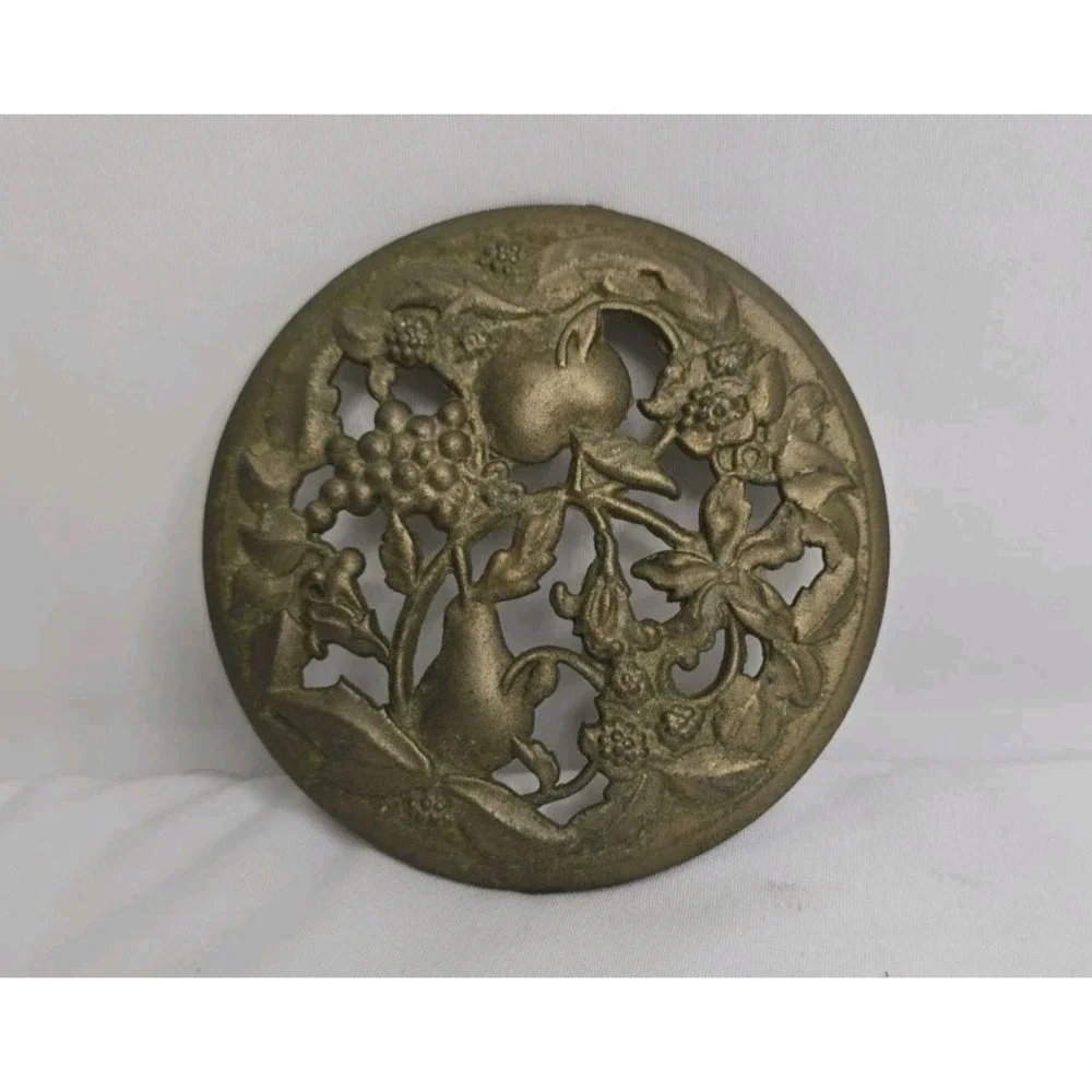 Vintage Metal Candle Jar Lid Fruit Design